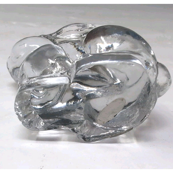 VTG Oneida Bunny Rabbit Figurines Set of 2 Lead Crystal Clear Hand Cut & Blown - Picture 6 of 9